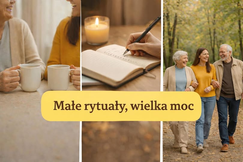 Grafiki przedstawiające małe rytuały dla starszych ludzi